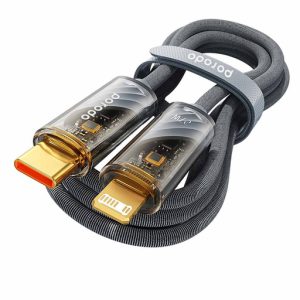 Porodo Transparent Braided 1M USB-C To Lightning Cable
